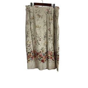 Retro Colorful Linen Maxi Skirt Tan 20 Boho Indie Folk Peasant Western Preppy